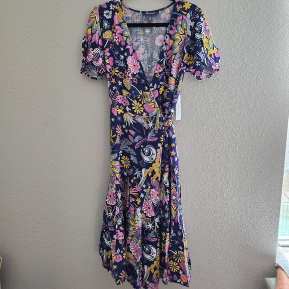NWT Modcloth Kaleidoscopic Dreamscape Midi Wrap Dress (Size 2) - Picture 4 of 5